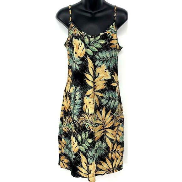 Nani Dresses & Skirts - Nani Hawaii Women Dress Size Small Black Tan Floral Adjustable Strap Scoop Shift